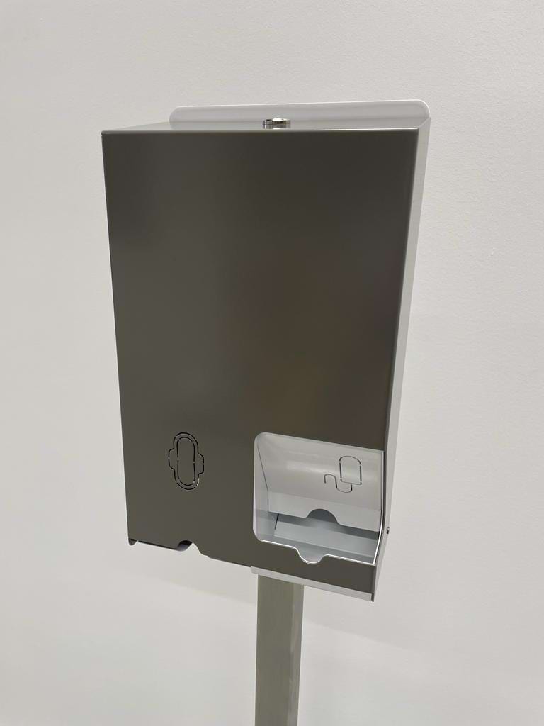 This is an inox sanitary napkin dispenser